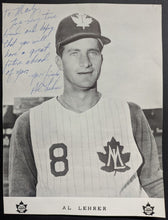 Load image into Gallery viewer, 1967 Al Lehrer Signed Vintage Toronto Maple Leaf Baseball Photo Autographed IBL
