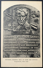 Load image into Gallery viewer, 1940s Kenesaw Landis Hall Of Fame Plaque Postcard Type 2 Albertype Card Vtg MLB