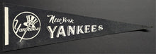 Load image into Gallery viewer, Circa 1960's New York Yankees Logo Black Mini Pennant MLB Baseball Vintage