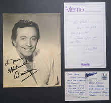 Load image into Gallery viewer, Al Martino Autographed Signed Photo + Letter + Postcard Hollywood Actor Singer