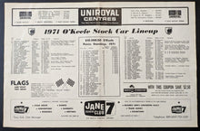 Load image into Gallery viewer, 1971 Pinecrest Speedway O'Keefe Trophy Stock Car Race Program Driver Lineup Vtg