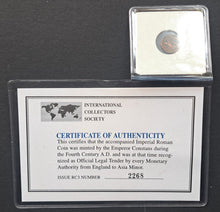 Load image into Gallery viewer, Vintage Imperial Roman Coin Constans 337 AD - 350 AD COA ICS Historical