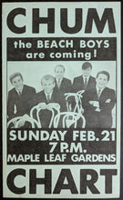 Load image into Gallery viewer, 1965 CHUM Radio Station Vintage Unmarked Music Charts Beach Boys Beatles