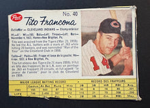 Load image into Gallery viewer, 1962 Post Canadian Cereal Tito Franconia Cleveland Indians Baseball Card MLB