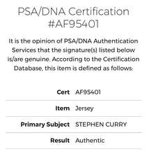 Load image into Gallery viewer, Steph Curry Autographed Golden State Warriors Basketball Jersey Signed NBA PSA