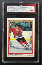 Load image into Gallery viewer, 1990-91 O-Pee-Chee #100 Jeremy Roenick Hockey Card KSA 8 NMM Chicago Blackhawks