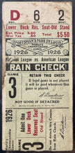 Load image into Gallery viewer, 1926 World Series Game 3 Ticket St Louis Cardinals NY Yankees Babe Ruth PSA Good