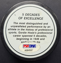 Load image into Gallery viewer, Gordie Howe #9 Autographed Signed Mr. Hockey Puck PSA/DNA Detroit Red Wings