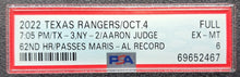 Load image into Gallery viewer, 2022 Aaron Judge 62nd AL Home Run Record PSA EX-MT 6 Slabbed Ticket Yankees MLB