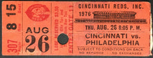 Load image into Gallery viewer, 1976 MLB Baseball Riverfront Stadium Ticket Cincinnati Reds vs Phillies Vintage