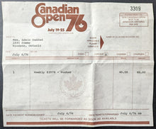 Load image into Gallery viewer, 1976 Canadian Open PGA Tournament Collection Press Pass + Pin Ticket Stub Button
