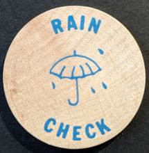 Load image into Gallery viewer, 1950s-60s Mickey Mantle Wooden Nickel Rain Check Wood Coin Yankees MLB Baseball