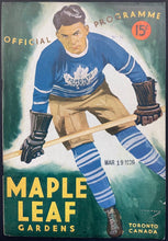 Load image into Gallery viewer, 1936 Toronto Maple Leafs Program Boston Bruins Charlie Conacher NHL Hockey VTG