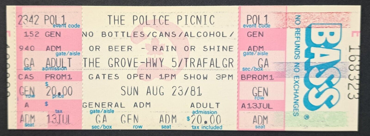1981 Police Concert Original Program+Unused Ticket Iggy Pop 1981 Police Concert Original Program+Unused Ticket Iggy Pop