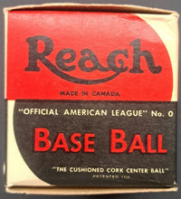 Load image into Gallery viewer, c1940s William Harridge American League Reach Baseball + Original Box VTG MLB