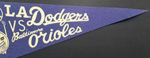 Load image into Gallery viewer, 1966 World Series Full Sized Pennant Baltimore Orioles Los Angeles Dodgers Vtg