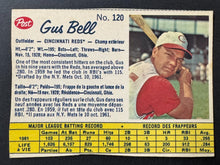 Load image into Gallery viewer, 1962 Post Canadian Cereal Gus Bell Cincinnati Reds Baseball Card MLB