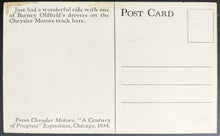 Load image into Gallery viewer, 1934 Barney Oldfield Racing Legend Vintage Postcard Chrysler Motors Plymouth