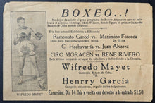 Load image into Gallery viewer, 1940s Boxing Handbill For Match In Cuba Wilfredo Mayet Vs Henry Garcia Vtg