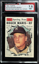 Load image into Gallery viewer, 1961 Roger Maris NY Yankees Topps Sporting News All-Star Card #576 KSA 7.5 NM+
