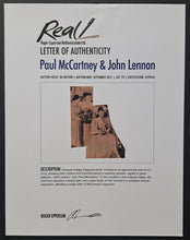 Load image into Gallery viewer, John Lennon + Paul McCartney Dual Signed Autographed Cut Magazine Photo REAL LOA