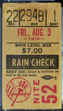 Load image into Gallery viewer, 1979 Thurman Munson Tribute Game Ticket New York Yankees MLB Baseball PSA 1