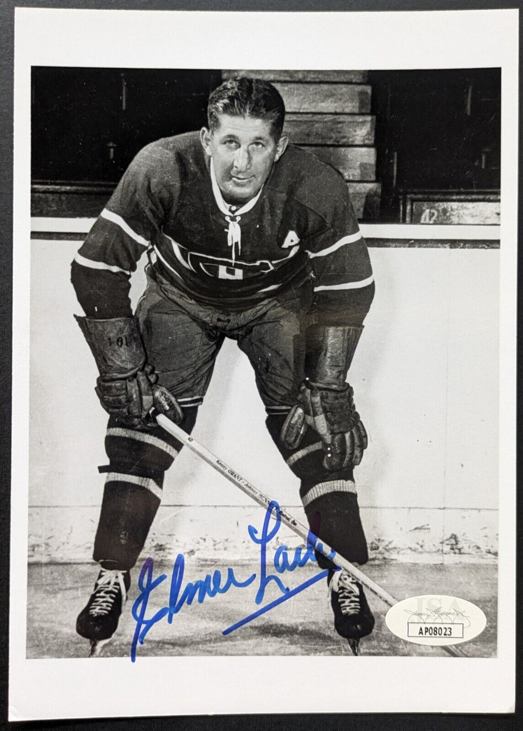 Elmer Lach Autographed Signed Hockey Card Montreal Canadiens JSA NHL Vintage
