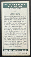 Load image into Gallery viewer, 1935 Imperial Tobacco Card #7 Lord Byng Canadian Governor General Vimy Ridge NHL