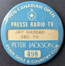Load image into Gallery viewer, 1976 Canadian Open PGA Tournament Collection Press Pass + Pin Ticket Stub Button