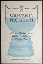 Load image into Gallery viewer, 1920 Stanley Cup Finals Hockey Program Seattle Metropolitans Ottawa Senators LOA