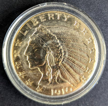 Load image into Gallery viewer, 24k Gold Plated Souvenir 1910 US $5 Gold Indian Half Eagle Coin