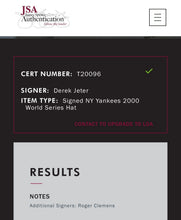 Load image into Gallery viewer, Derek Jeter Roger Clemens Autographed 2000 World Series Champions Signed Hat JSA