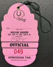 Load image into Gallery viewer, 1982 NFL Game Phantom Field Pass Oakland Raiders Baltimore Colts Football