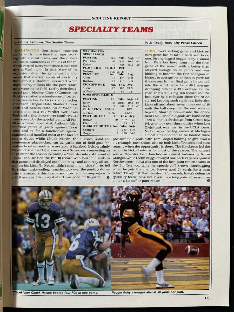 1982 Rose Bowl Football Program Washington Huskies Iowa
