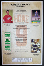 Load image into Gallery viewer, 1978 Gordie Howe Career Highlights Print + Unused New England Whalers WHA Ticket