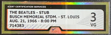 Load image into Gallery viewer, 1966 The Beatles Busch Memorial Stadium Ticket Stub iCert VG 3 Fab Four Music