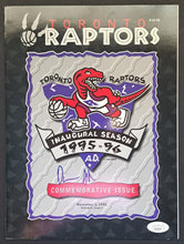 Load image into Gallery viewer, 1995 Toronto Raptors 1st Game Damon Stoudamire Signed Program JSA Authenticated