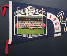 Load image into Gallery viewer, 1962 New York Yankees World Series Champions Full Team Photo Pennant Vtg MLB