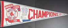 Load image into Gallery viewer, 1986 Boston Red Sox American League Champions Roster Scroll 29" Felt Pennant MLB