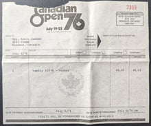 Load image into Gallery viewer, 1976 Canadian Open PGA Tournament Collection Press Pass + Pin Ticket Stub Button
