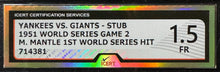 Load image into Gallery viewer, 1951 World Series Game 2 Ticket New York Yankees Vs New York Giants iCert Vtg