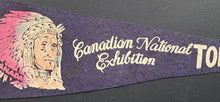 Load image into Gallery viewer, Early 1900's Canadian National Exhibition Blue Pennant Vintage Fair Memorabilia