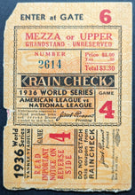 Load image into Gallery viewer, 1936 World Series Game 4 Yankee Stadium Program+Ticket Lou Gehrig HR N.Y Giants