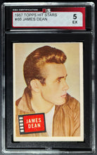 Load image into Gallery viewer, 1957 James Dean Topps Hit Stars Card #66 Graded KSA 5 EX