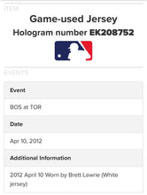Load image into Gallery viewer, Brett Lawrie Game Worn Toronto Blue Jays Baseball Jersey MLB Holo Photo Matched