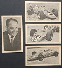 Load image into Gallery viewer, 1960s Race Car Trading Cards STP Related Andy Granatelli Joe Leonard Graham Hill