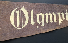 Load image into Gallery viewer, 1932 Winter Olympics Vintage Pennant Lake Placid Olympic Rings Skiing Banner LOA