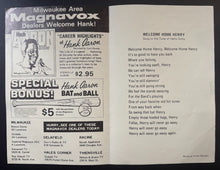 Load image into Gallery viewer, 1975 Hank Aaron 4 Page Program Recognizing First Game As Milwaukee Brewer Vtg