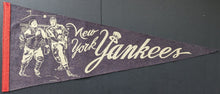 Load image into Gallery viewer, 1950s Era New York Yankees Vintage Baseball Catcher Full Size Pennant MLB Banner