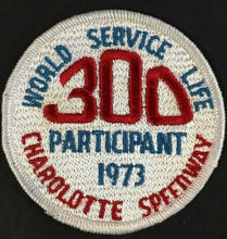 Load image into Gallery viewer, 1973 World Service Life 300 Participant Patch Charlotte Speedway NASCAR Racing